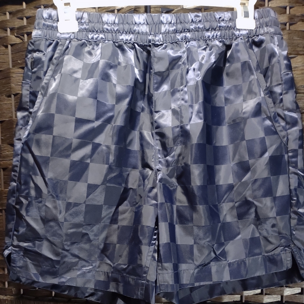 American Eagle Glossy Navy Blue Checkerboard Shorts Kids XS